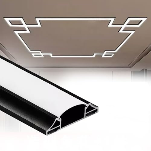 Jievmrs Profilé LED Profilé D'éclairage en Aluminium pour Bande LED, Moulure de Plafond Noire de Style Chinois, Plinthe Lumineuse LED pour Rail de Plinthep(65.6ft/20m)