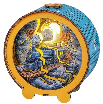 3D Puzzle Nachtlicht Erwachsene, (Der Traum vom Dampf) 3D Holzpuzzle Erwachsene Nachtlicht Home Décor, 3D Holzpuzzle Night Light, 3D Puzzle Holz Nachttischlampe Geschenk für Freunde