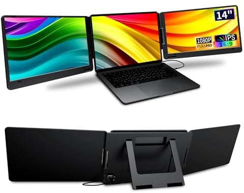 KPKUE Extensor de pantalla para portátil de 14 pulgadas, un cable, pantalla dual de 1920 x 1080, IPS, triple monitor, compatible con laptop de 12 a 16 pulgadas (Mac Windows Chrome)