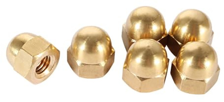 TA-VIGOR M8 Acorn Hex Cap Nuts Brass, M8 Dome Nuts Brass Acorn Cap Nut Set for Screws Bolts, Decorative Nut Cap for Furniture & Machinery 6Pcs