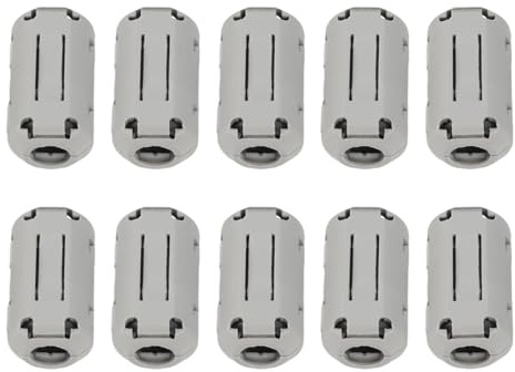 FACAIIO 10 Pack Ferrite Core Noise Suppressor Clips, for EMI RFI Reduction USB Mouse Headphone Cables, 35mm-13mm Clip-On Ferrite Rings, Gray
