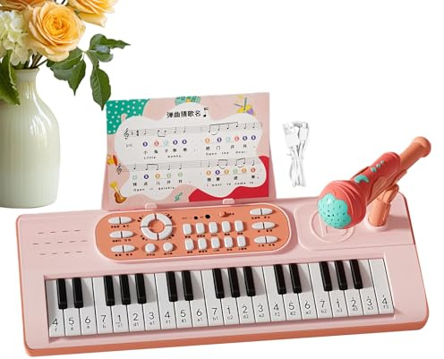Clavier Piano Enfant avec Mìcro - Jouet Musical 37 Touches | Instrument Électronique Rechargeable | 2 Modes De Jeu Éducatifs, Inclus Pupitre Et Partition, Idéal Éveil Musical 3-8 Ans