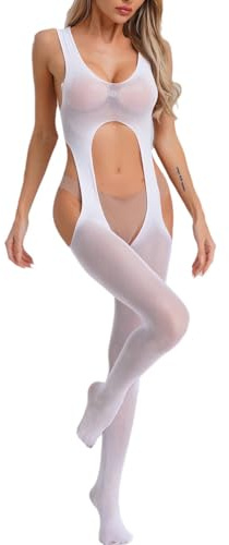 Body de Malla para Mujer Body Lencería Sexy Ropa Interior de Dormir Semi-transparente Medias de Red Elástica Mono Teddy con Liguero Bodysuit Suave Una Pieza Bodystockings