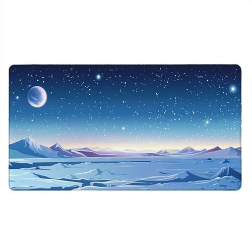 Tapis de Souris Gamer, 1000x500mm Tapis de Souris XXL Gaming Grand, Clavier Lavable Desk Mat Bureau Caoutchouc Antidérapant Étanche, Bords Cousus, Gamer Ordinateur PC, Ciel éToilé Bleu xR5-838