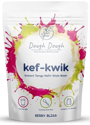 Dough Dough AT HOME Kef-Kwik Instant Kefir Powder – 30 Servings (300g) – Instant Drink Mix with Real Yogurt & Probiotic Starter – Traditional Tangy Gut Health Support in 60 Seconds – Regular