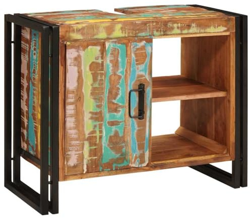 QZZCED Bathroom Sink Cabinet Unit with Iron Construction, Board Shelves Storage Cabinet, Modern Rectangular Design with D-Pull Handles, Easy Maintenance