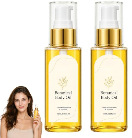 Huile botanique pour le corps pour peaux sèches, soin du corps hydratant avec huile de pépins de fleur de passion, extrait de noix brésilienne et complexe d'algues, légère, absorbante rapide (2 pièces