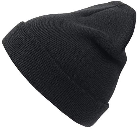 noTrash2003 Unisex Doppelstrickmütze Umschlagmützen Wintermütze (One Size - schwarz), Black