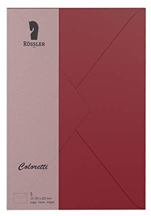 Rössler 220711572 - Coloretti Briefumschläge, 80 g/m², DIN C5, rosso, 5 Stück