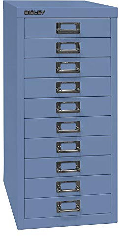 BISLEY MultiDrawer, 29er Serie, DIN A4, 10 Schubladen, Metall, 605 Blau, 38 x 27.9 x 59 cm
