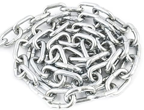 DQ-PP Stahlkette Stahl C15 – 5mm – 5m – Kurzgliedrig – Verzinkt – DIN 5685 – Absperrkette – Metall – Rundstahlkette – Eisenketten – Absperrketten – Zurrketten