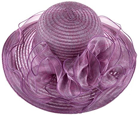 Cheerlife Elegant Damenhut Sommerhut Blumen Organzahut Sonnenhüte Sonnenhut Hochzeit Kirche Gaze Brim Hut Lila
