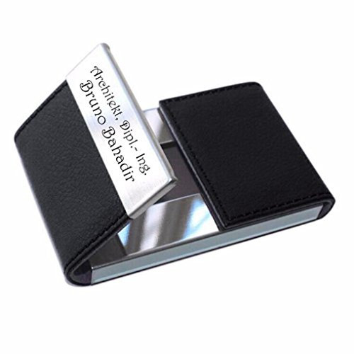 aplusashop ID Visitenkartenetui mit Gravur nach Wunsch Kreditkarten Ausweise Etui 4 Farben (Schwarz)