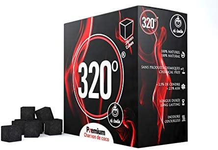 320° 4kg Carbone Naturale di Noce di Cocco (26mm Cubes) per Barbecue e Narghilè, Shisha, 4 kg