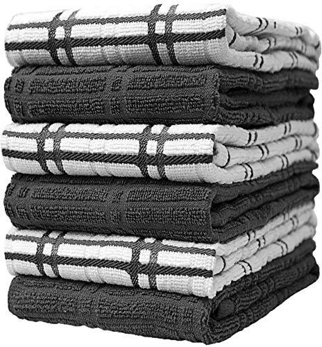 Bumble Towels 6-er Pack Set Küchenhandtücher mit Fensterscheibenmuster / 40 x 66 cm/Handtücher für die Küche in Kräftigen Farben / 6 Geschirrhandtücher/Ringgesponnen/Edel & Kuschelig Weich (Grau)