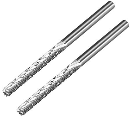 Sourcing map - Lima giratoria HSS con vástago de 1/8 pulgadas, doble corte superior, herramienta rotativa con forma de cilindro dentado, 3 mm de diámetro, modelo de pulido de ingeniería, 2 unidades