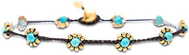 Made by Nami Surfer Fußkettchen mit Perlen Damen & Mädchen - Handmade Festival & Strand Accessoires - Goa Hippie Fußkette - Fußband Bunt Orientalisch (Turquoise Beads)