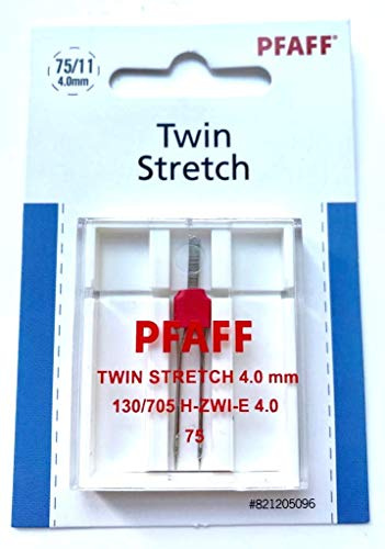 Original Pfaff Nähmaschinen Zwillingsnadel Stretch/Jersey 130/705 H-ZWI-E Stärke 4.0/75 für Pfaff 1222, 1221, 1229, 1197, 285, 295, 260, 262, 360, 362 - 1 Stück