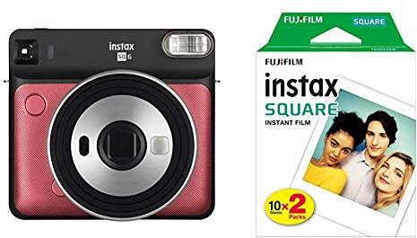 Fujifilm Instax SQ 6 EX D Sofortbildkamera, Ruby Red & Instax Square WW2 Film, klar