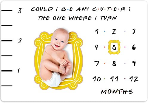 CQNET Friends Baby Monthly Fleece Milestone Growth Blanket, Could I be Any Cuter? Friends Frame Newborn Baby Milestone Blanket, Pivot Age Blanket Baby Present Friends Theme TV Show Merchandise Large