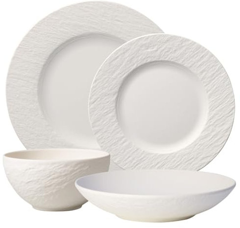 Villeroy & Boch Manufacture Rock Blanc - Set da 4 pezzi, colore: Bianco