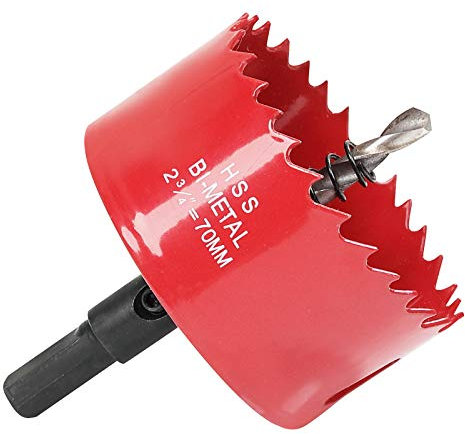 Hole Saw 70 mm, 30 mm Bi-Metal Cutting Depth HSS M 42 Hole Cutter for Cutting Plastic, Drywall, Plasterboard and Soft Metal Sheet