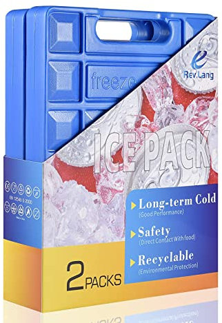Large Freezer Cold Ice Pack Block Ice Chest, Reusable Long Lasting Quick Freezes with A Handle, for Coolers Lunch Box/Bag(1000g Set of 2)