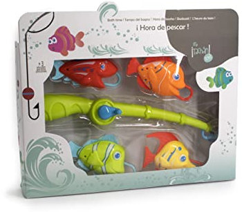 TACHAN - Juego de Pesca para la bañera - Pesca Peces para el Agua - Incluye caña con Carrete y 4 Peces (CPA Toy Group 756T00588), colores aleatorios