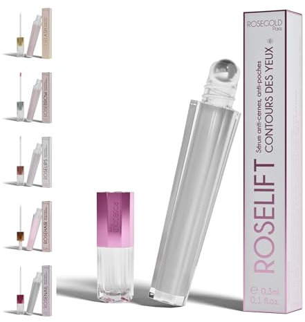 ROSELIFT Sérum anti cernes, anti poches Naturel par ROSEGOLD, Réduit les Cernes/Poches sous les yeux, Regard plus Lumineux, Fabriqué en France, Vegan (Cure 1 Mois)