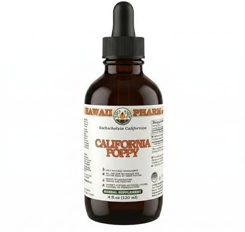 Hawaii Pharm Europe California Poppy/Kalifornischer Mohn (Eschscholzia californica) alkoholfreier Flüssigextrakt, Kraut-Glycerit, ohne Gentechnik & glutenfrei, 120 ml (4 fl oz)