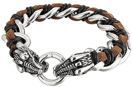Armband Herren Silber, Armband Herren Edelstahl Schlangenkopf Männerarmbamd 22cmx16mm Schmuck Herren Geschenke für Männer