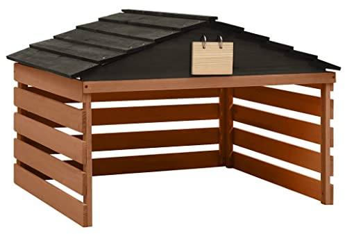 INLIFE Mähroboter-Garage Schwarz und Braun 78x74x54 cm Tannenholz