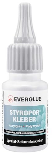 Everglue Sekundenkleber Spezial Acryl geruchsarm für präzises Kleben und schnelle Reparaturen - extra stark schnelltrocknend und dünnflüssig ohne Nachtropfen Flasche 20g