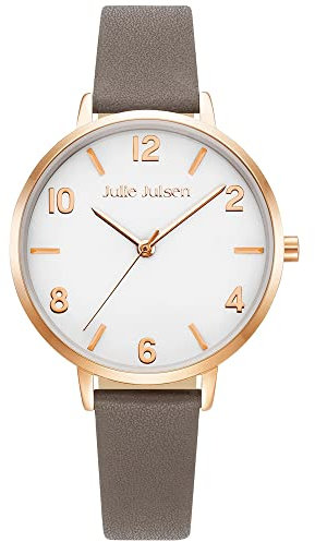 Julie Julsen JJW1486RGL-7 Basic Uhr Damenuhr Leder Edelstahl 3 bar Analog grau