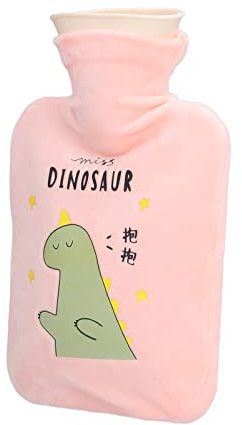 500 ml Plüsch Wärmflasche Niedliche Cartoon Heißwasserkugel mit weichem Plüschbezug für Kinder Und Erwachsene, um im Winter warm zu halten (Rosa)