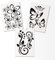 Hibiskus Schmetterling Blüten Ornament SET I - schwarz - 40x30cm - Wall Sticker Wandtattoo Wandaufkleber - Dekoration, Küche, Wohnzimmer, Schlafzimmer, Badezimmer