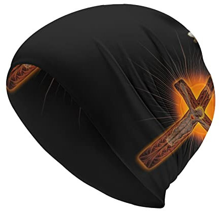 Slouchy Beanie Mütze Jesus Kreuz Taube Gemütlich und Warm Strick Beanie Mütze für Männer und Frauen Weiß, weiß, One size