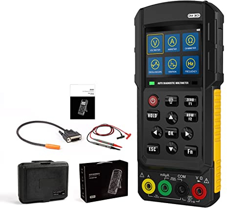 Auto-Diagnosemultimeter DM301 Digitales Elektromultimeter AC/DC Spannungsprüfer Messen Spannung Strom Widerstand Diode, Oszilloskop, lgnitionPulssignal, Datenspeicherung