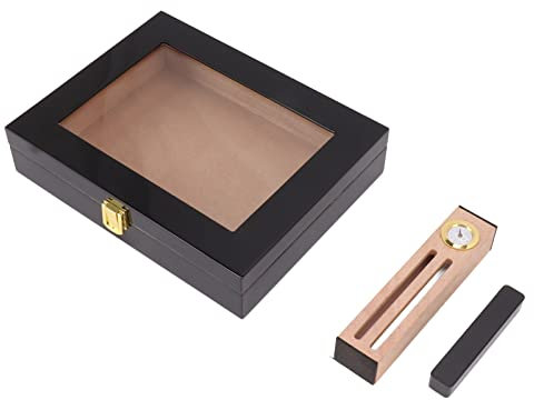 Haofy Zigarre Zigarrenkiste Gute Versiegelung Echtholz Acryl Tragbarer Zigarrenhumidor für den Desktop