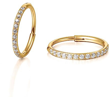 Limerencia Titan Kleine Creolen Ohrringe für Damen Herren, Medizinische Hypoallergen Knorpel Huggie Ohrringe Set, Lobe Nase Lippen Daith, Helix Piercing Schmuck (8MM,Gold)