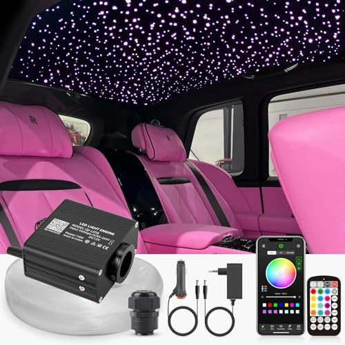 SUNKENET 16W Twinkle RGBW Fibra Ottica, 300pcs of (0.75+1.0+1.5mm)*3 Meter Cielo Stellato LED Con APP Bluetooth/Remote/Controllo Musica, Fibra Ottica Cielo Stellato per Auto/Casa/Teatro