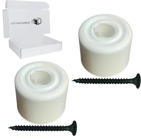 Citystores® 2 Pack 28mm White Floor Wall Mounted Door Stopper Screw in Floor Stops Wall Stopper Rubber with Free Screws