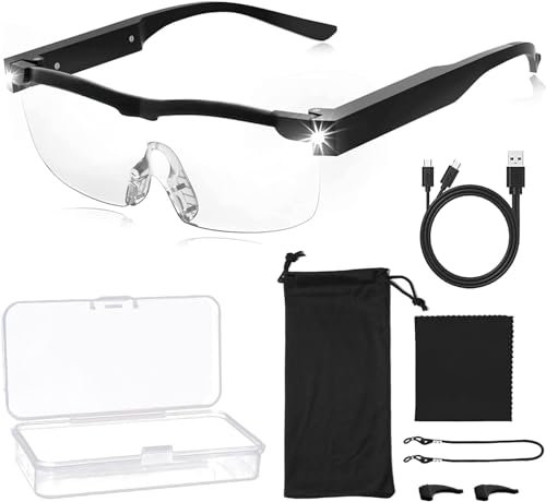 Lupenbrille Mit Licht Per USB,Lupenbrille Für Brillenträger,Vergrößerungsbrille,Vergrößerungsbrille Mit Licht,Vergrößerungsbrille Mit Led,Lupenbrille Mit Licht Testsieger,Lupenbrille 300% Led