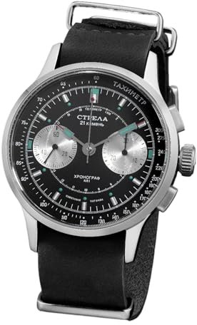 Strela Herren Armbanduhr mit Sea-Gull ST1901 Uhrwerk Chronograph Handaufzug Cosmos Panda 40mm