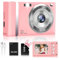 48MP Digital Camera 1080P HD Compact Digital Camera with 16x Zoom Anti Shake 2.8 inch IPS Screen Small Digital Camera 32GB SD Card for Teens Kids Gifts (Pink)