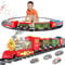 deAO Zug Weihnachtszug, Eisenbahn im Weihnachtsbaum, Zusammenklappbare Eisenbahnwagen, Eisenbahn Kinder elektrisch mit Scheinwerfer,Rauch, realistischen Klängen, Spielzeugeisenbahn-Set für Kinder(Rot)