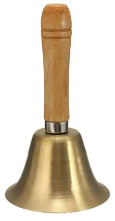 Cndiyald Glocke mit Holzgriff, Massive Messing-Handglocke, Abendessen-Rufglocken mit Holzgriff für Hochzeitsveranstaltungen, Dekoration, Rassel mit Holzgriff