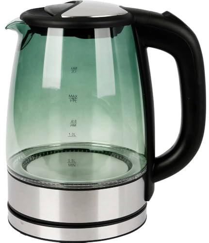 Emerio STYLE Glas Wasserkocher in grünem Glas | SIEGER Preis/Leistung Haus & Garten Test 02/2019 | 1.7 Liter Volumen mit LED Innenbeleuchtung | 360° Basis | Auto-Off | BPA frei | WK-119988.8