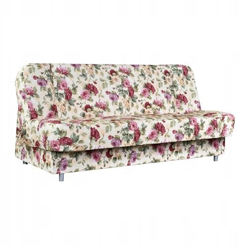 Family Meble Couch, Modell Sara Print, Sofa mit Schlaffunktion, Schlafcouch, Schlafsofa mit Bettkasten, Lounge Sofa, Bequem zum Entspannen, Elegantes Design, Für Wohnzimmer, Schlafzimmer, Rose 01
