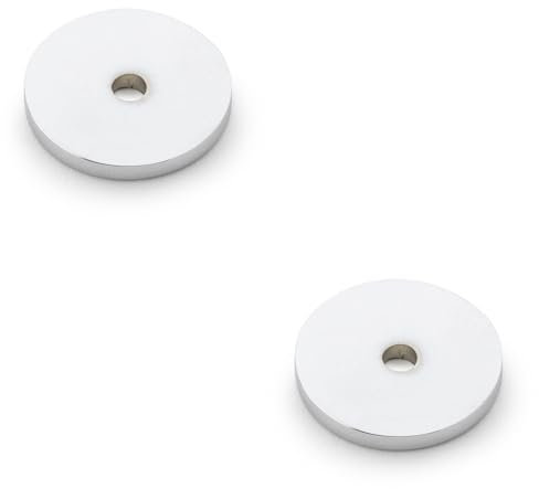 2 Pack - Round Kitchen Door Knob Backplate - Polished Chrome 25mm Diameter Circular Plate